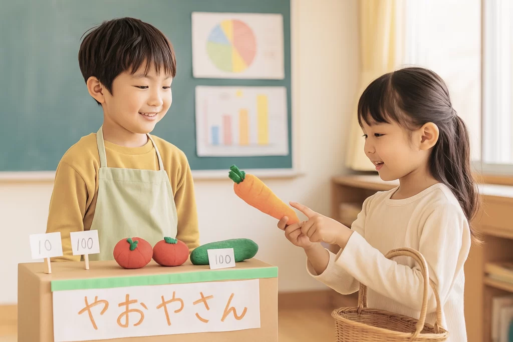 買い物ごっこをする子どもたち