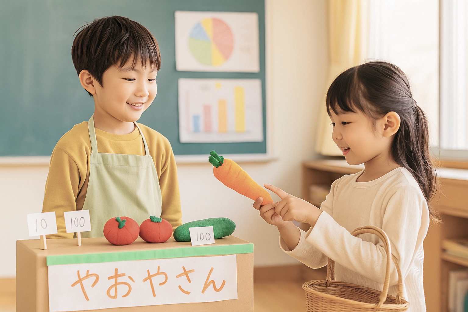お買い物ごっこをする子どもたち